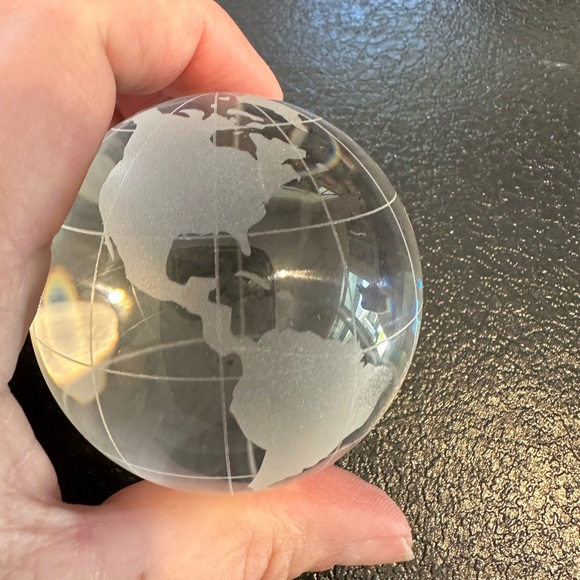 unbranded Other - Glass Globe Paperweight Frosted Round World Globe  Desk Decor